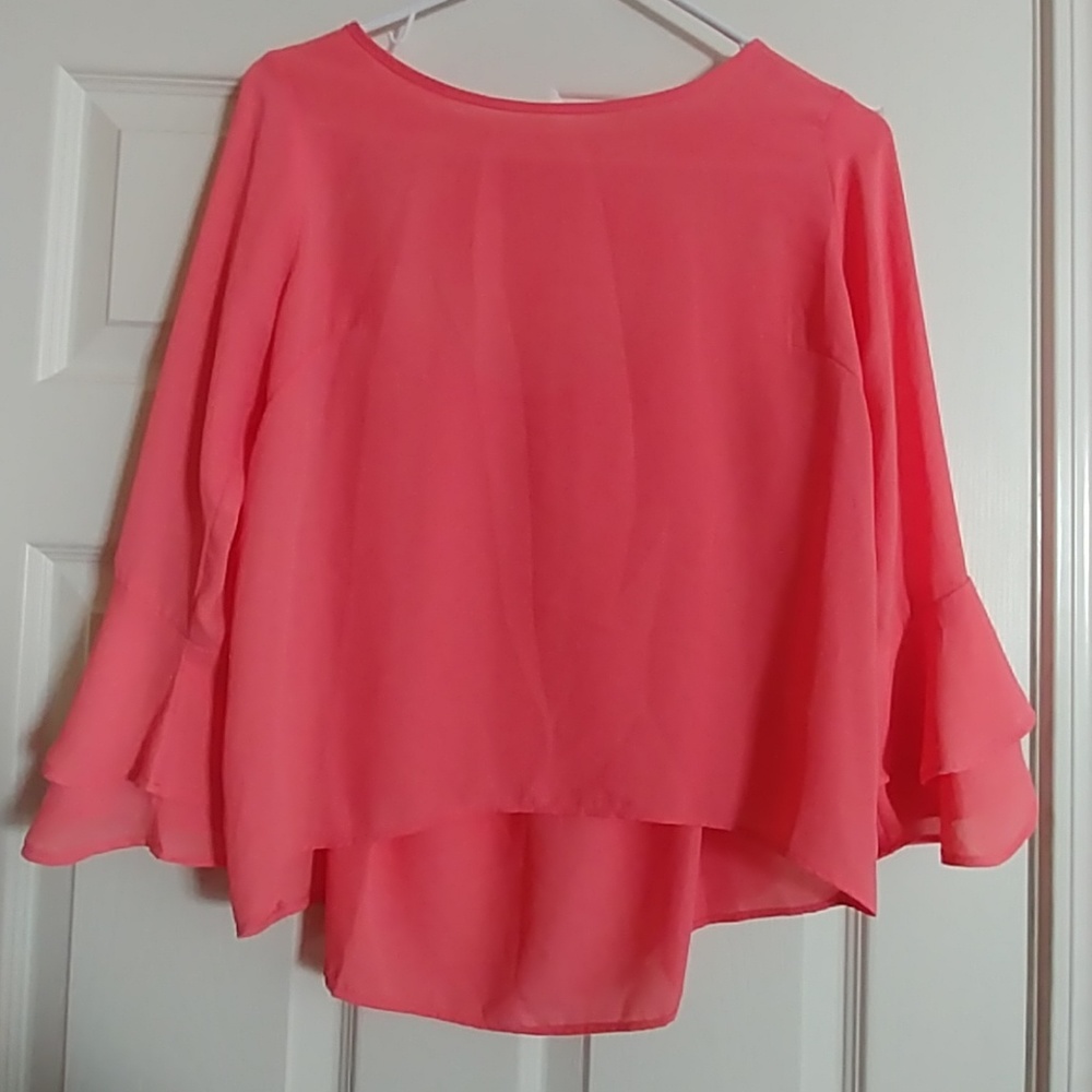 Coral chiffon blouse